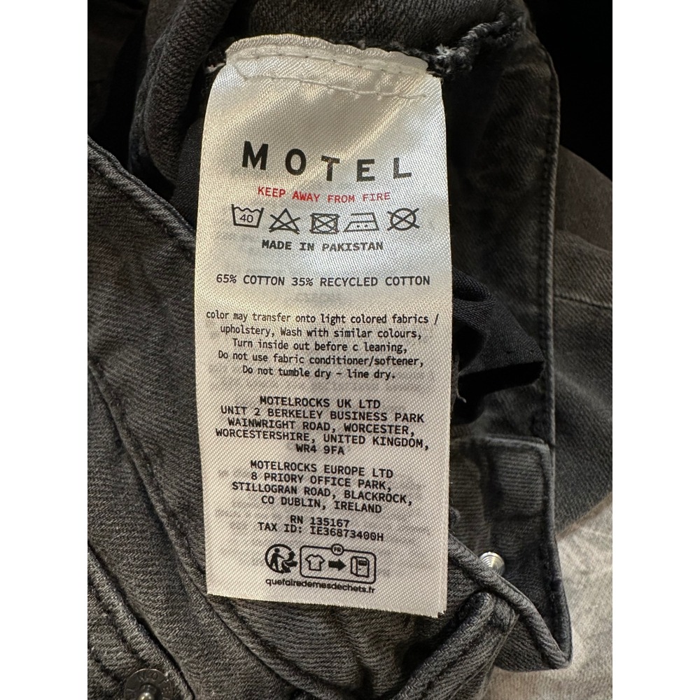 Motel Rocks Rigid Low Rise Flare Jeans Washed Black Grey - Picture 4 of 4